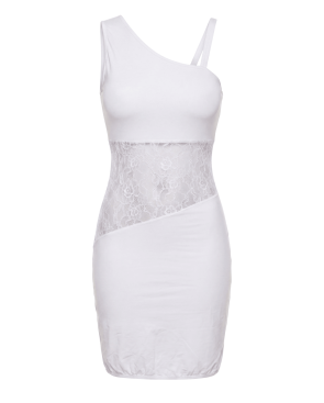 Robe blanche asymétrique avec dentelle Paola