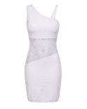 Robe blanche asymétrique avec dentelle Paola Robe blanche asymétrique avec dentelle Paola