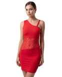 Robe rouge asymétrique avec dentelle Paola Robe rouge asymétrique avec dentelle Paola