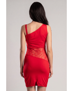 Robe rouge asymétrique avec dentelle Paola
