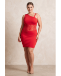 Robe rouge asymétrique avec dentelle Paola Robe rouge asymétrique avec dentelle Paola