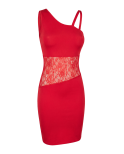 Robe rouge asymétrique avec dentelle Paola Robe rouge asymétrique avec dentelle Paola