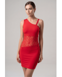 Robe rouge asymétrique avec dentelle Paola Robe rouge asymétrique avec dentelle Paola