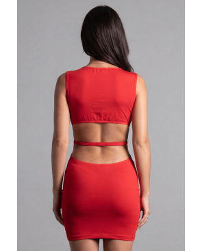 Robe rouge large décollectée Olivia