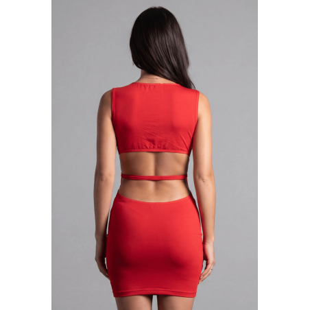 Robe rouge large décollectée Olivia