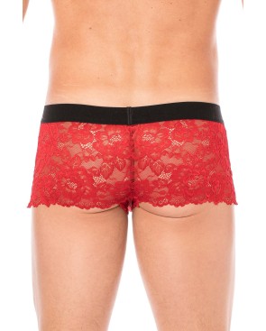 Boxer rouge en dentelle délicate 