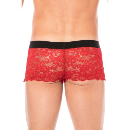 Boxer rouge en dentelle délicate 