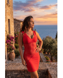 Robe rouge large décollectée Olivia Robe rouge large décollectée Olivia