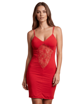 Robe décollectée rouge Emilia