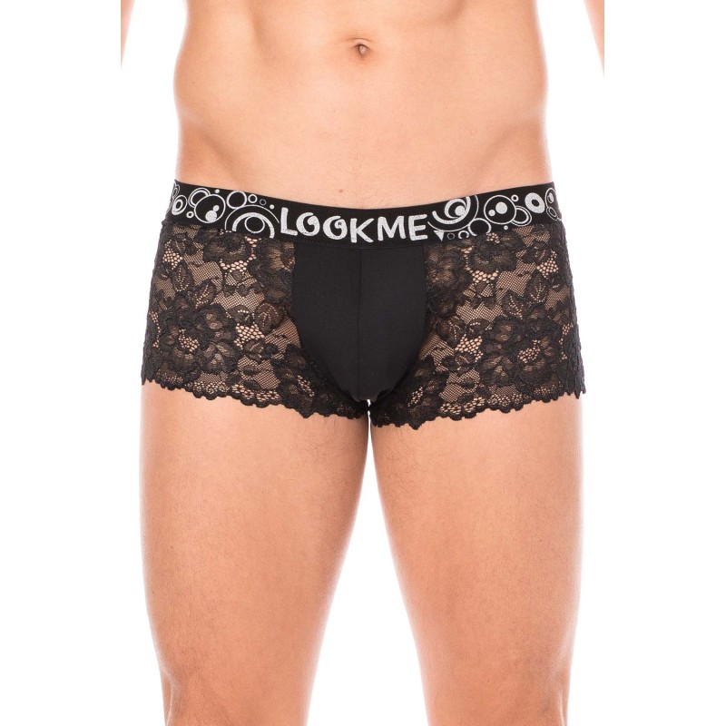 Boxer noir en dentelle délicate Boxer noir en dentelle délicate
