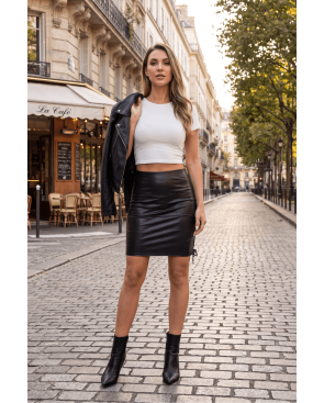 Jupe longue simili cuir noir Paloma
