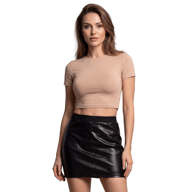 Jupe courte simili cuir noir Paula Jupe courte simili cuir noir Paula