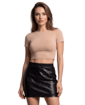Jupe courte simili cuir noir Paula Jupe courte simili cuir noir Paula