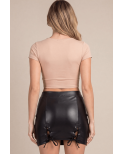 Jupe courte simili cuir noir Paula Jupe courte simili cuir noir Paula