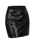 Jupe courte simili cuir noir Paula Jupe courte simili cuir noir Paula