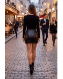 Jupe courte simili cuir noir Paula Jupe courte simili cuir noir Paula