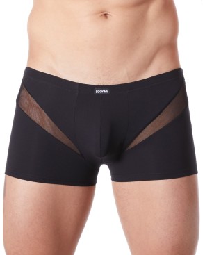 Boxer noir sexy avec fine résille en V