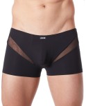 Boxer noir sexy avec fine résille en V