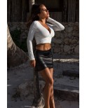 Jupe courte simili cuir noir Paula Jupe courte simili cuir noir Paula