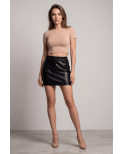 Jupe courte simili cuir noir Paula Jupe courte simili cuir noir Paula