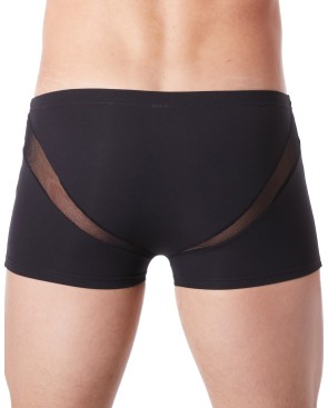 Boxer noir sexy avec fine résille en V