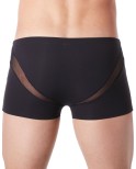 Boxer noir sexy avec fine résille en V