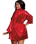 Nuisette grande taille rouge avec peignoir satinés Nuisette grande taille rouge avec peignoir satinés