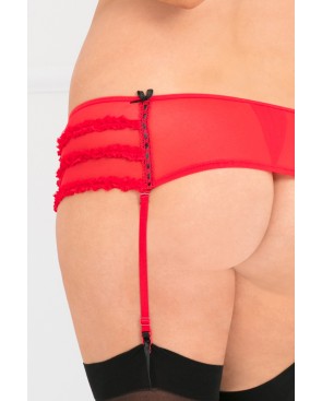 Porte-jarretelles string rouge grande taille fine maille 