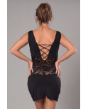 Robe cocktail empiècements dentelle et wetlook Robe cocktail empiècements dentelle et wetlook