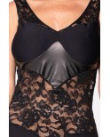 Robe cocktail empiècements dentelle et wetlook Robe cocktail empiècements dentelle et wetlook