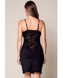 Robe cocktail noire empiècements dentelle Robe cocktail noire empiècements dentelle