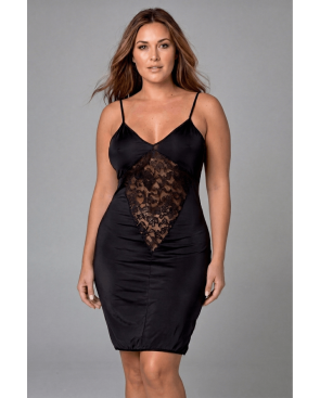 Robe cocktail noire empiècements dentelle