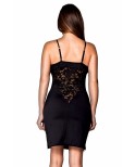 Robe cocktail noire empiècements dentelle Robe cocktail noire empiècements dentelle