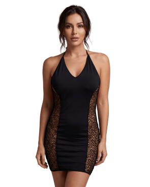 Robe sexy décolletée dos nu et résille
