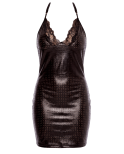 Robe cocktail noire simili cuir et dentelle Sophia Robe cocktail noire simili cuir et dentelle Sophia