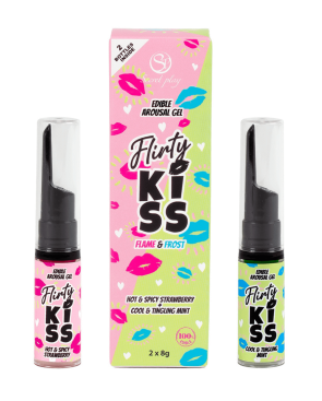 Gels pour Sexe Oral Fraise  Menthe  Flirty Kiss 2×8 gr Secret Play