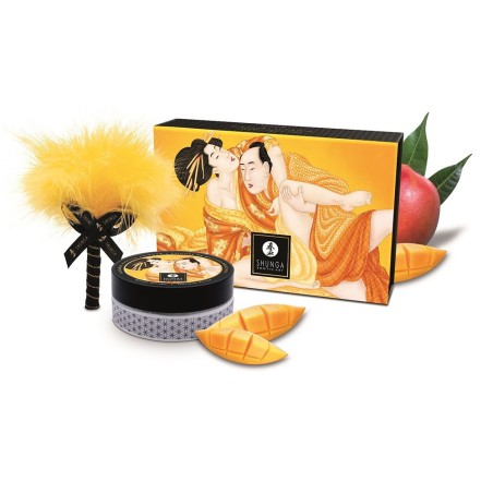Mini Coffret poudre corporelle mangue et plumeau assorti 