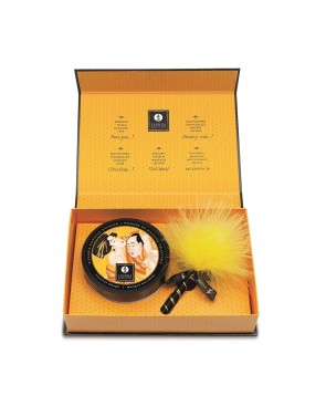 Mini Coffret poudre corporelle mangue et plumeau assorti 