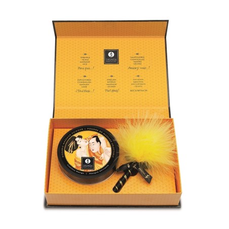 Mini Coffret poudre corporelle mangue et plumeau assorti 