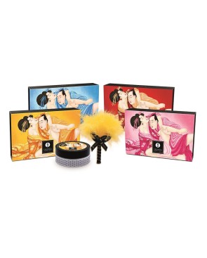 Mini Coffret poudre corporelle fraise/vin pétillant et plumeau assorti 