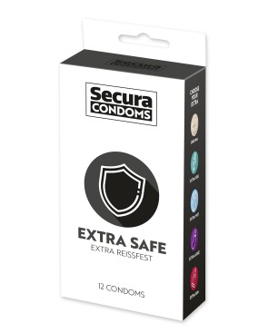 Préservatifs lubrifiés, plus épais, en latex x12 avec réservoir Extra Safe 53 mm 