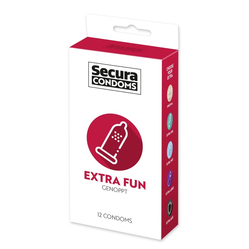 Préservatifs lubrifiés avec picots en latex x12 avec réservoir Extra Fun 53 mm Préservatifs lubrifiés avec picots en latex x12 avec réservoir Extra Fun 53 mm