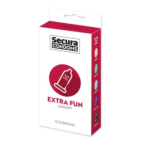 Préservatifs lubrifiés avec picots en latex x12 avec réservoir Extra Fun 53 mm 