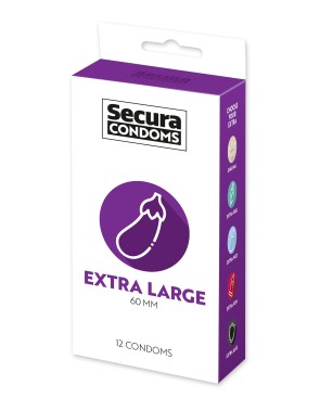 Préservatifs lubrifiés en latex x12 avec réservoir Extra Large 60 mm 