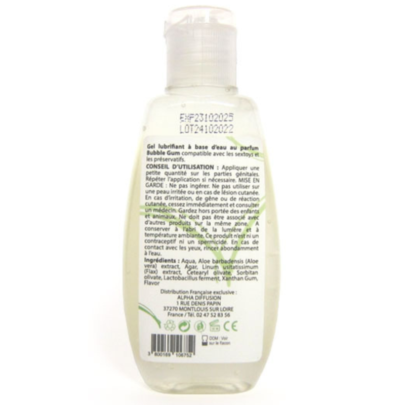 Lubrifiant à base d'eau 100% naturel Bubble Gum 90 ml Lubrifiant à base d'eau 100% naturel Bubble Gum 90 ml