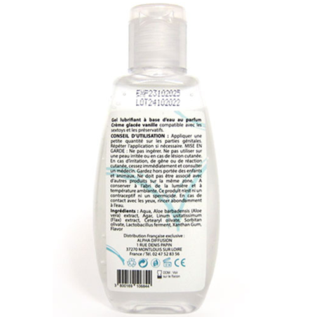 Lubrifiant à base d'eau 100% naturel Crème glacée vanille 90 ml 