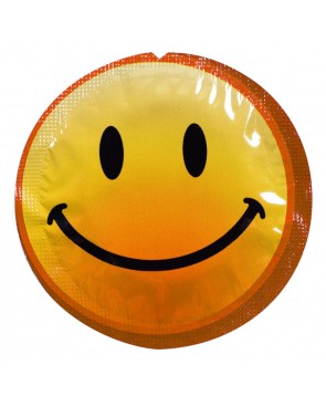 Préservatif lubrifié en latex smiley x 1 couleur aléatoire 54mm 
