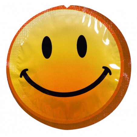 Préservatif lubrifié en latex smiley x 1 couleur aléatoire 54mm 