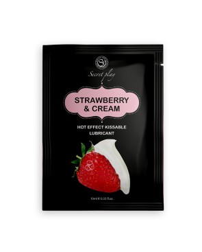 Dosette 2 en 1 Lubrifiant et huile de massage fraise à la crème chauffant 10 ml
