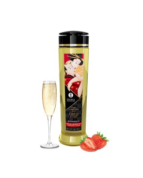 Huile de massage aphrodisiaque fraise vin pétillant 240ml
